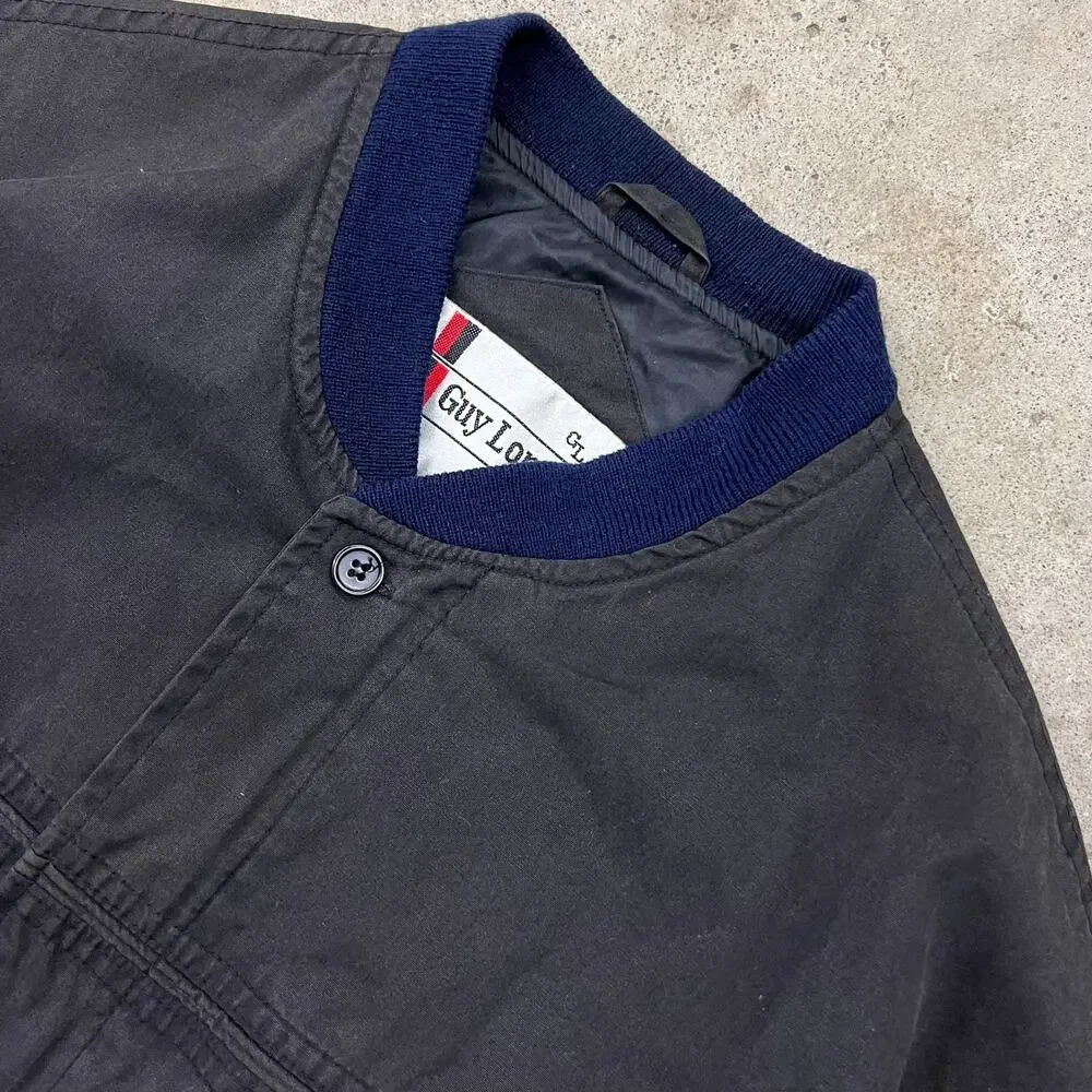 Vintage Guy Loren Black Dark Grey and Navy Bomber Jacket Harrington Southwestern - Picture 3 of 8